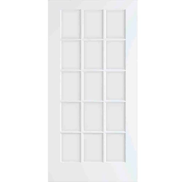 French Door 15-Lite Primed White Clear Glass Interior Slab For Discount - Image 3