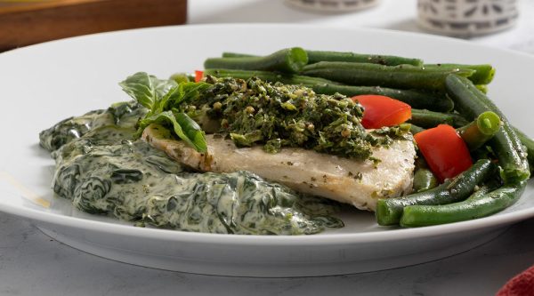 Pesto Mahi Mahi with Creamed Spinach & Italian Herb Green Beans Online now - Image 2