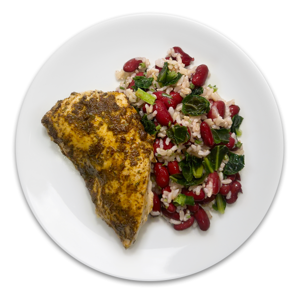 Jerk-Style Chicken with Coconut Rice, Beans, & Greens Online Hot Sale