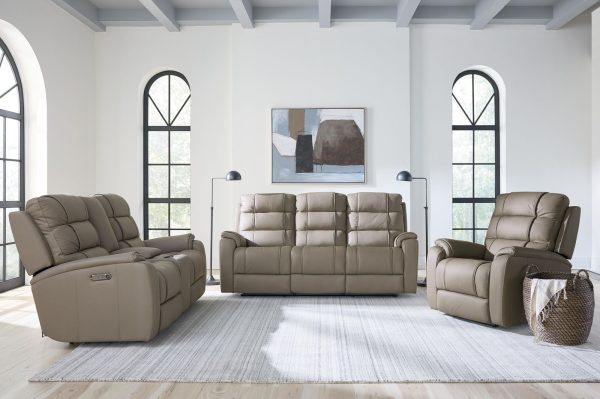 Bassett Club Level Wendell Power Motion Loveseat in Dust For Discount