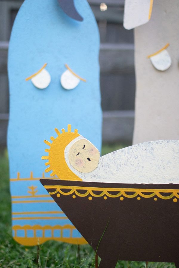 Set of 3 Painted Metal Nativity Yard Art For Discount - Image 3