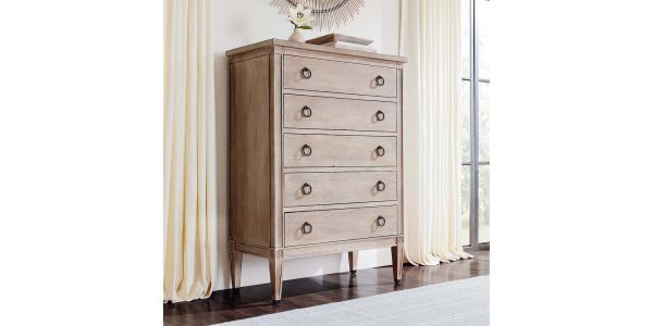 Charlotte 5 Drawer Chest- Washed Elm For Sale - Image 2